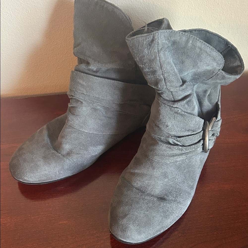 Gray Suede Ankle Boots